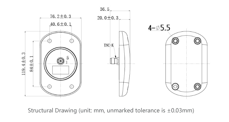 B23C1GB gnss antenna dimension